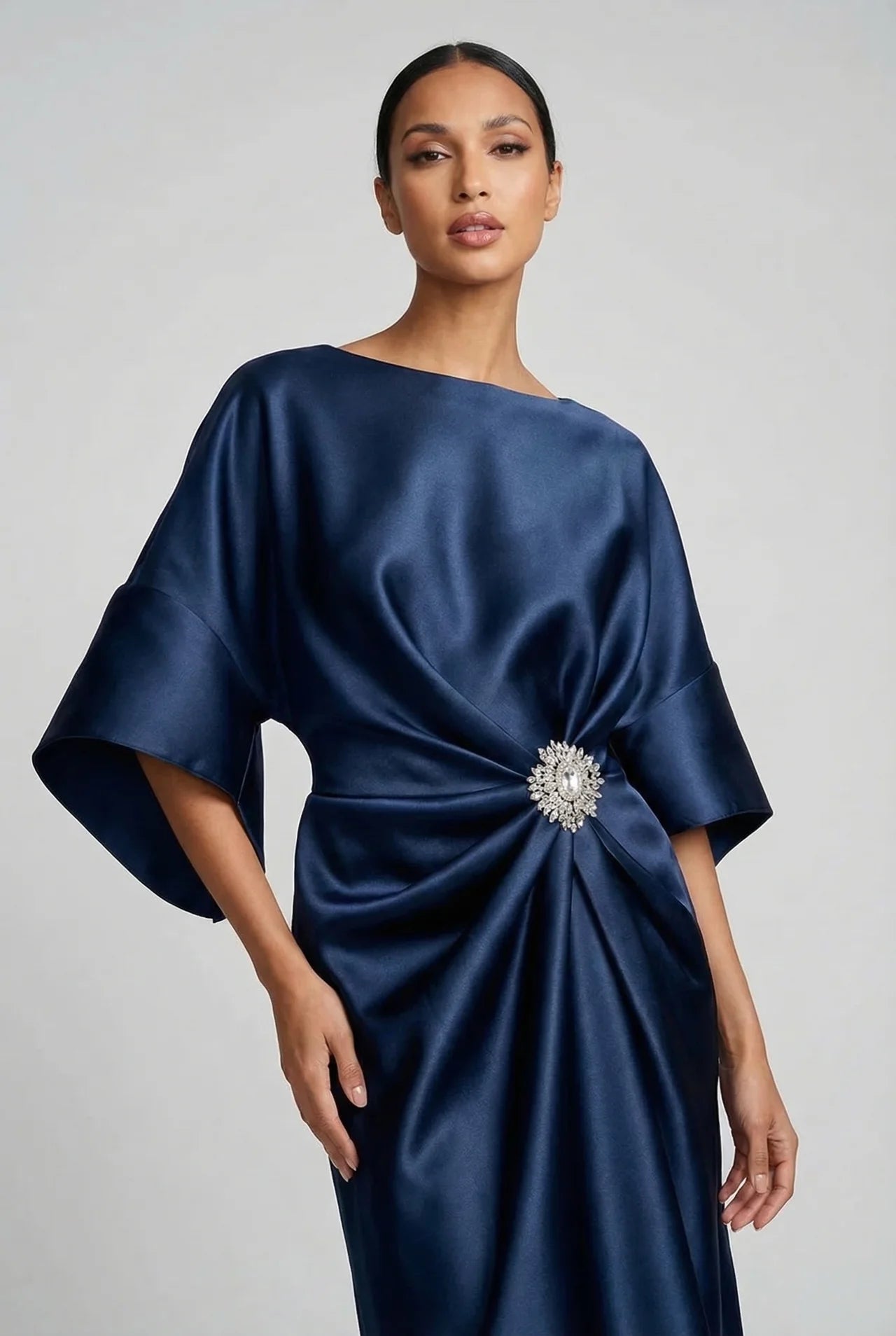 Women's Midi Dress – Satin Asymmetric Fit Formal | Amelia 4