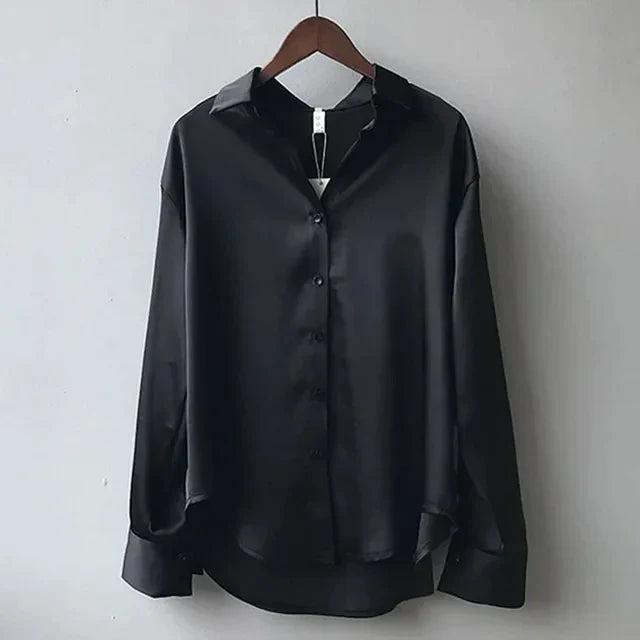 Sophie | Button-Down Tailored Fit Satin Blouse Modern Elegance