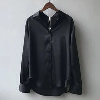 Sophie | Button-Down Tailored Fit Satin Blouse Modern Elegance