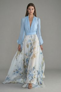 Evelyn | V-Neck Surplice Maxi Dress Formal Chiffon