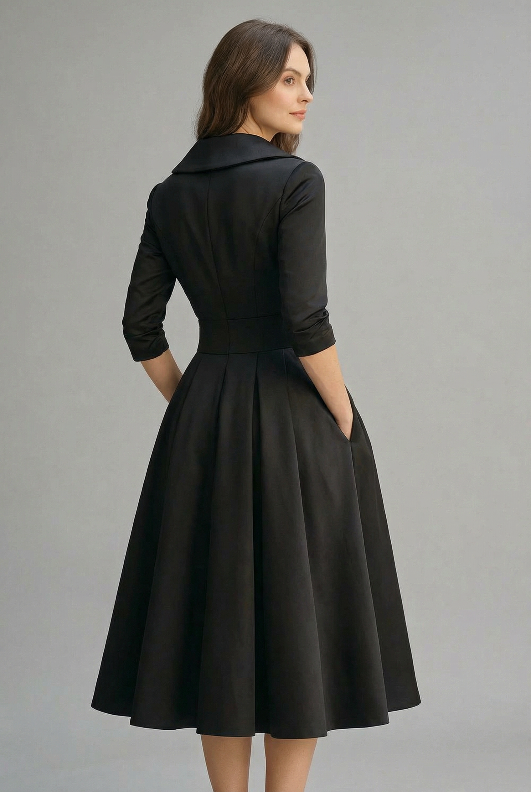 Women's A-Line Dress – Matte Satin Tailored Evening | Amelia 3