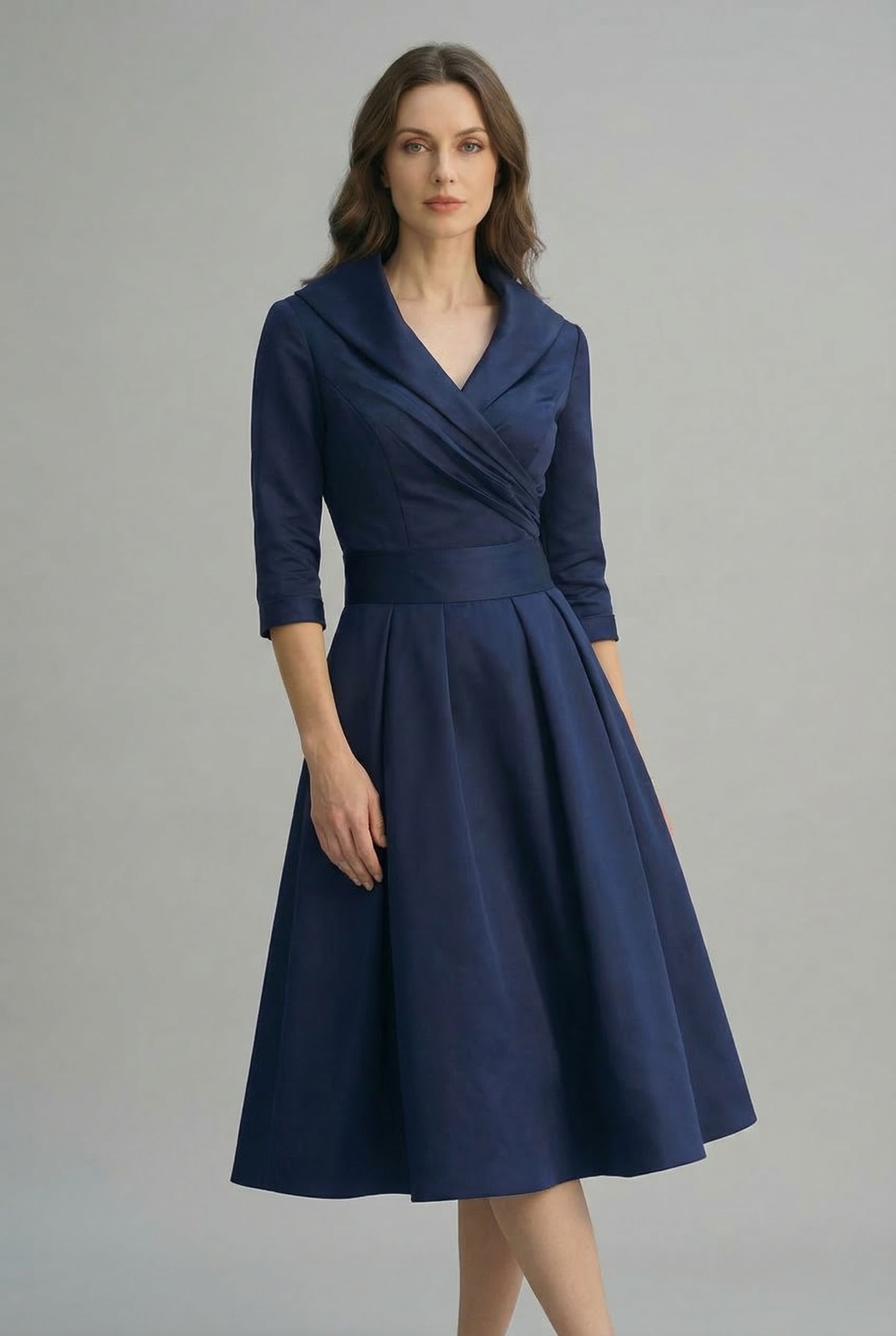 Women's A-Line Dress – Matte Satin Tailored Evening | Amelia 7