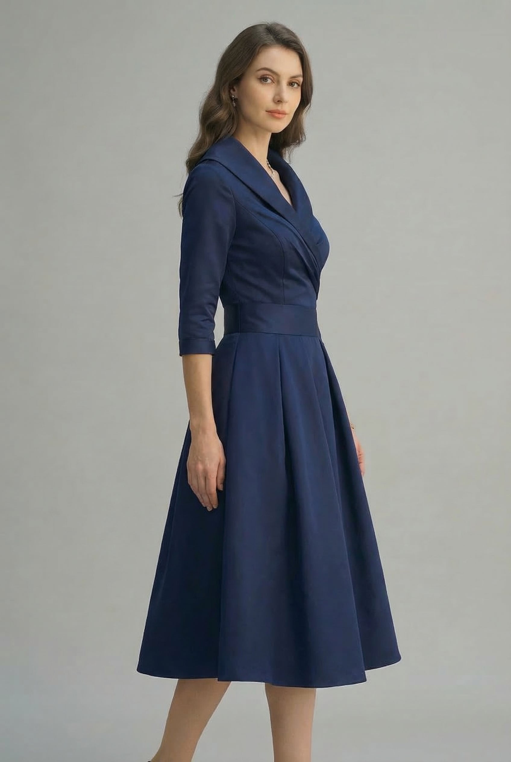 Women's A-Line Dress – Matte Satin Tailored Evening | Amelia 8