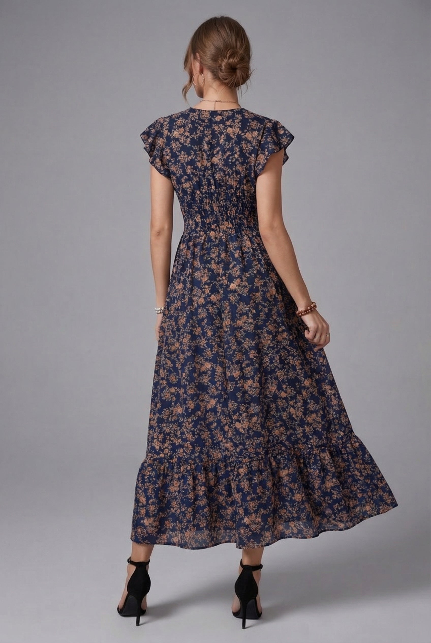 Women's Maxi Dress – Woven Floral Smocked Casual | Florence 3