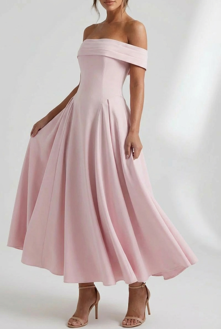 Women's Cocktail Dress – Heavyweight Stretch-Crepe Off-The-Shoulder Evening | Florence 6