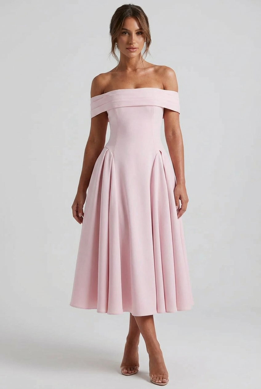 Women's Cocktail Dress – Heavyweight Stretch-Crepe Off-The-Shoulder Evening | Florence 7