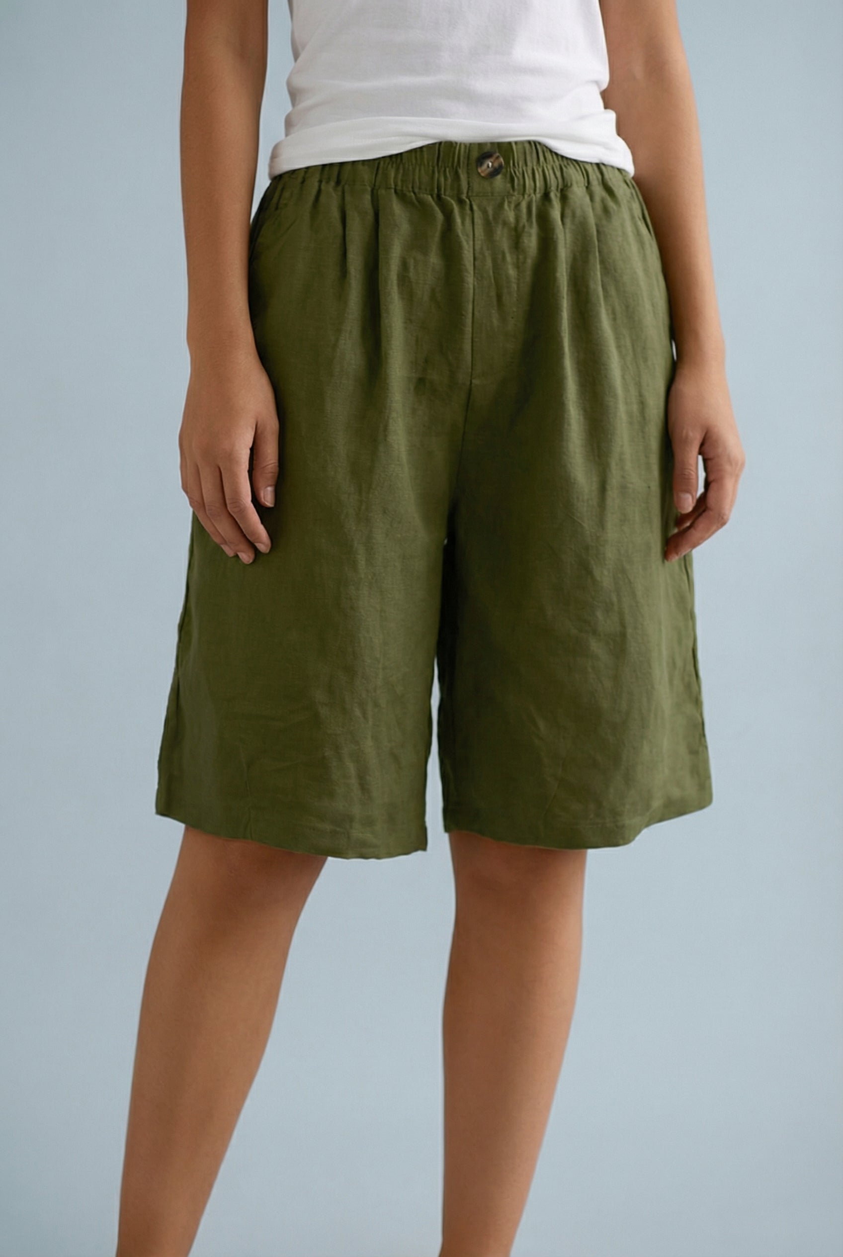 Women's Bermuda Shorts – Linen Wide Leg Tailored Summer | Florence 3