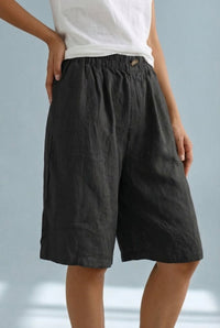 Sophie | Wide Leg Tailored Fit Summer Linen Bermuda Shorts