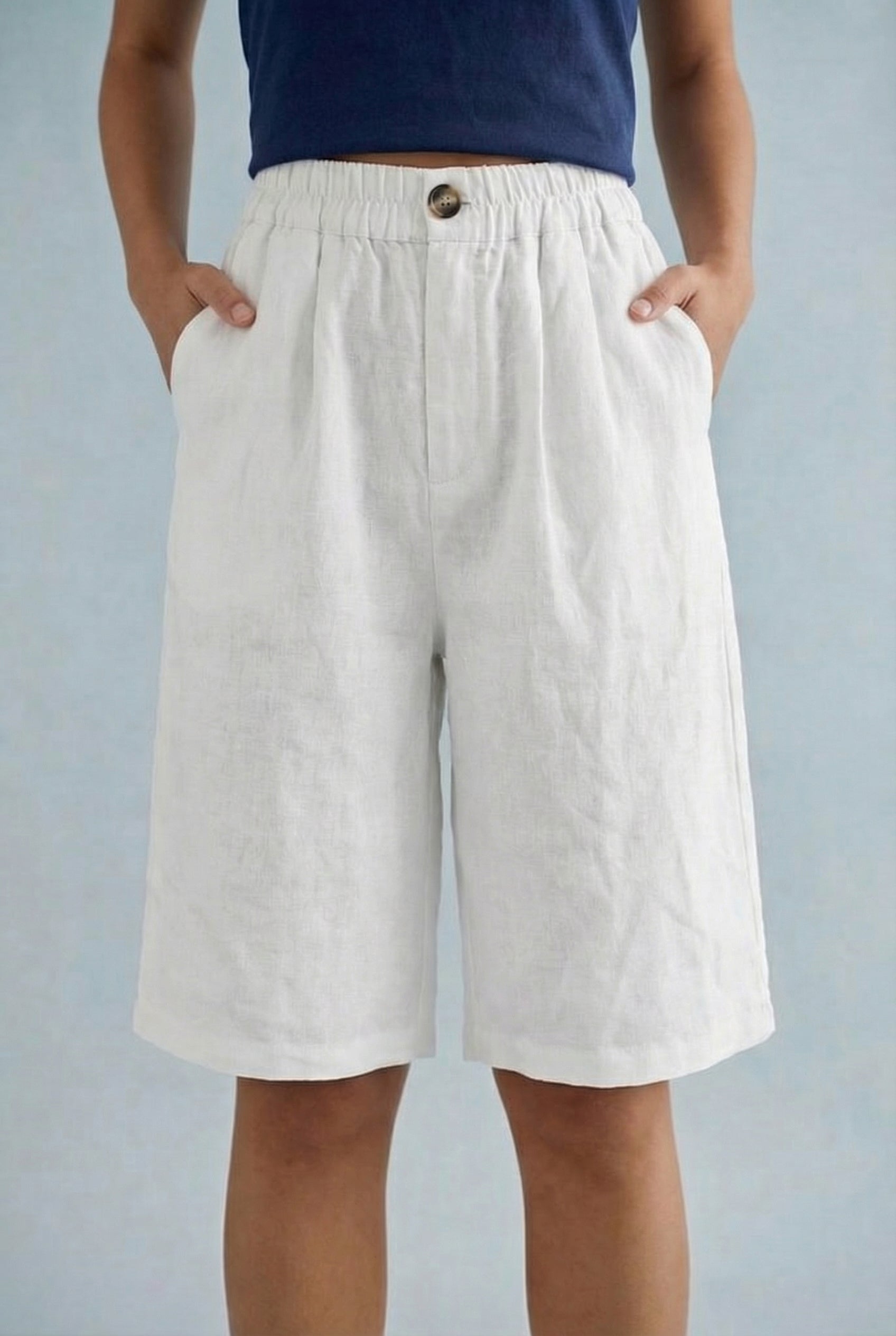 Women's Bermuda Shorts – Linen Wide Leg Tailored Summer | Florence 5