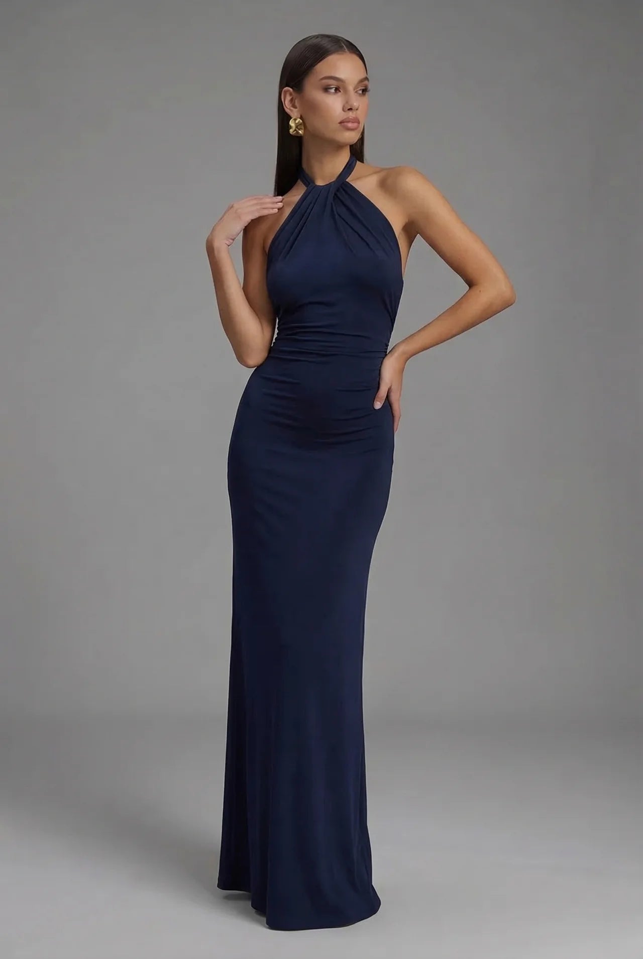 Women's Maxi Dress – Matte Jersey Halterneck Evening | Amelia 5