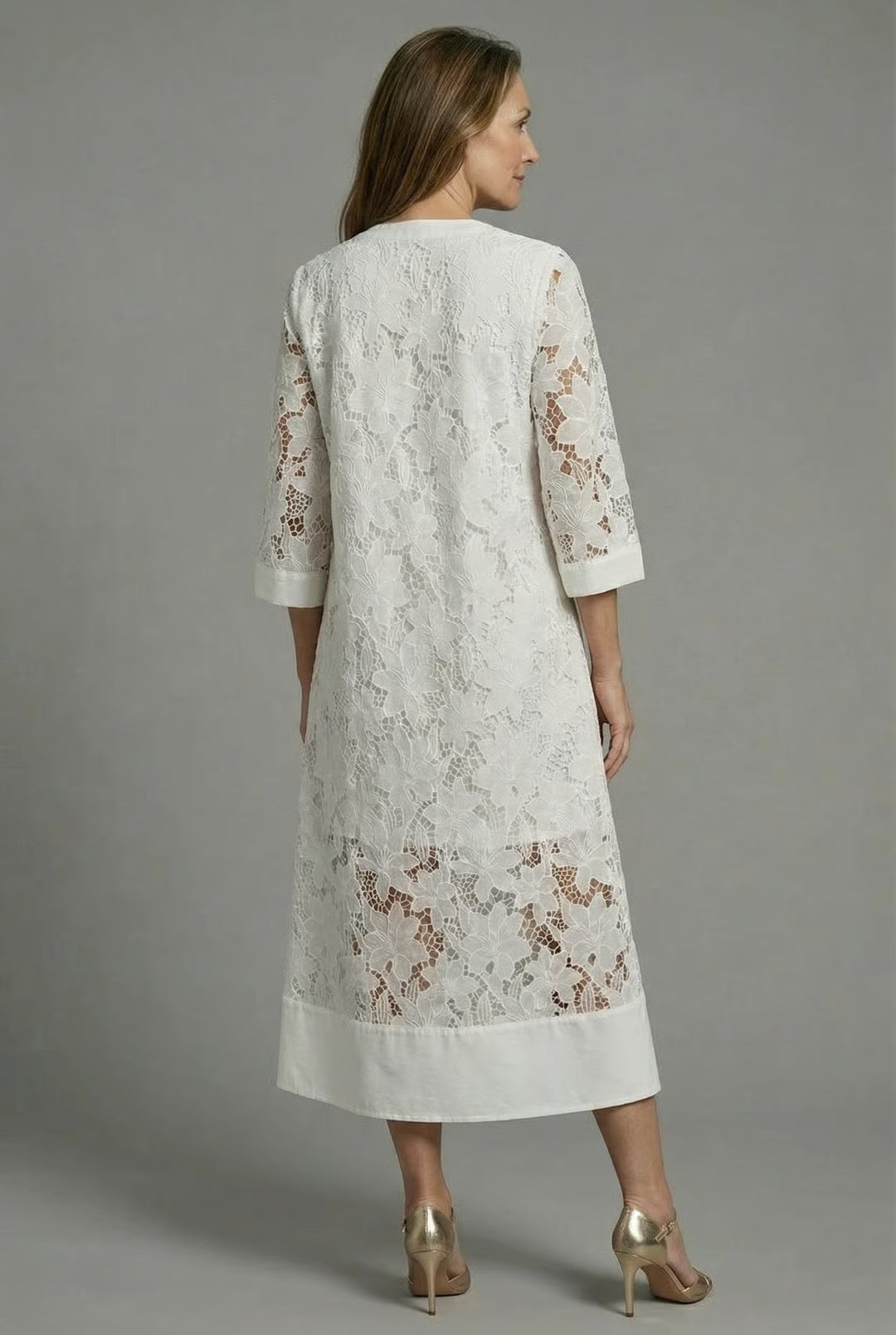 Women's Caftan Dress – Floral Lace A-Line Resort Wear | Amelia 3