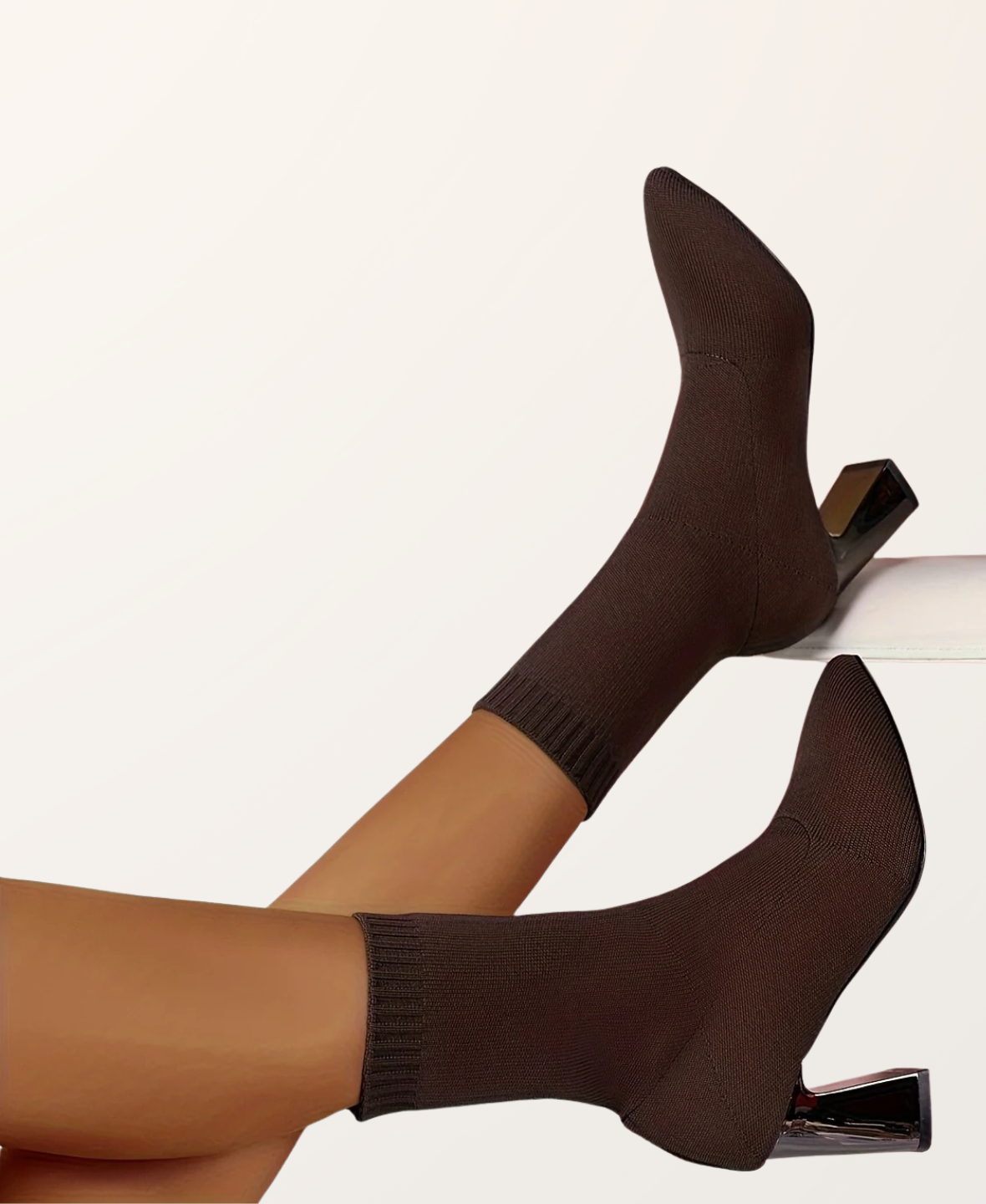 Women's Sock Boots – Ribbed Knit Mid-Calf Elegant | Amelia 3