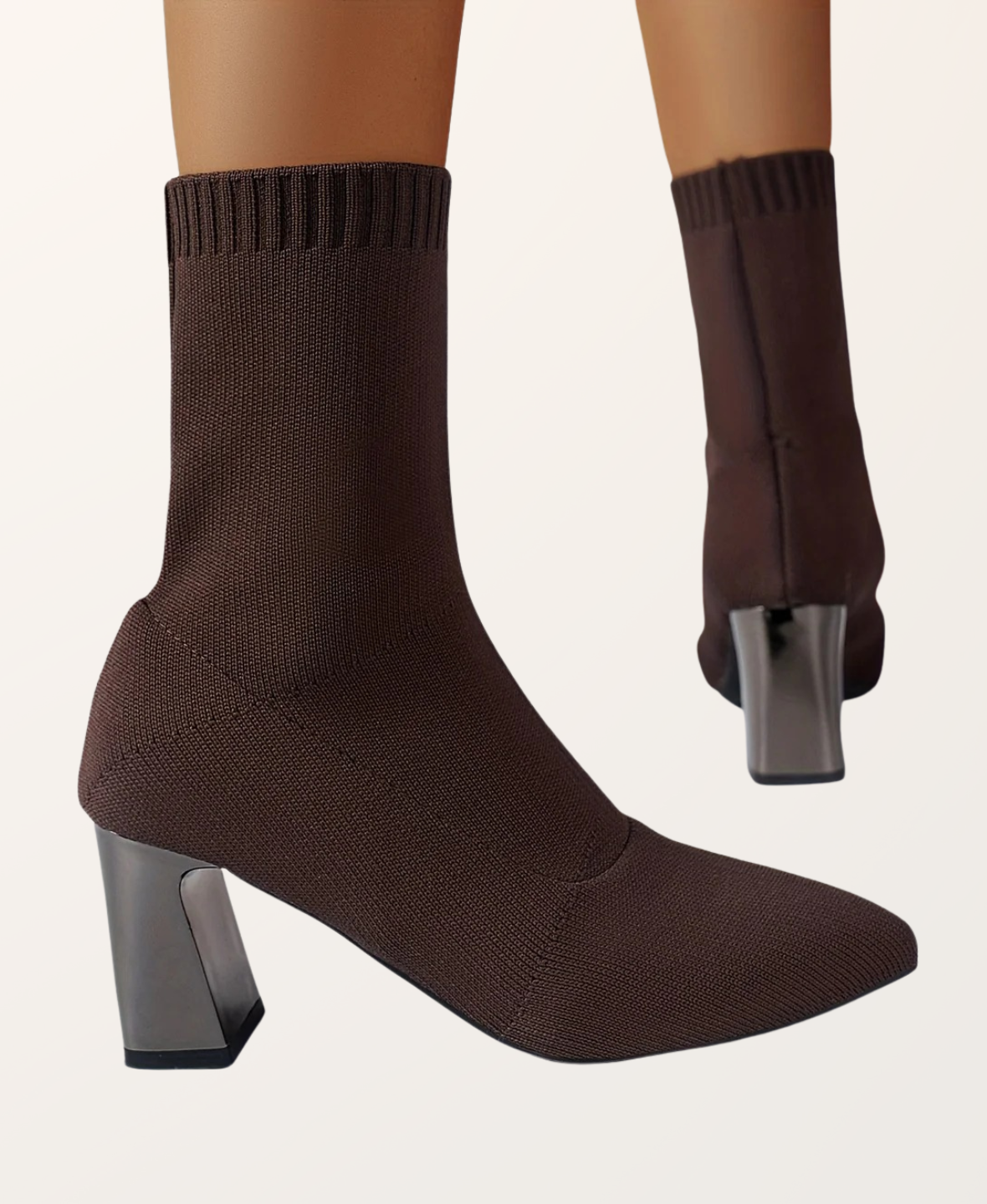 Women's Sock Boots – Ribbed Knit Mid-Calf Elegant | Amelia 4