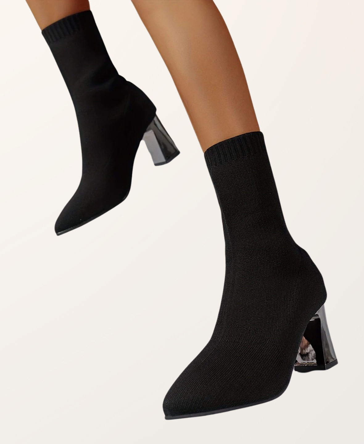 Women's Sock Boots – Ribbed Knit Mid-Calf Elegant | Amelia 7