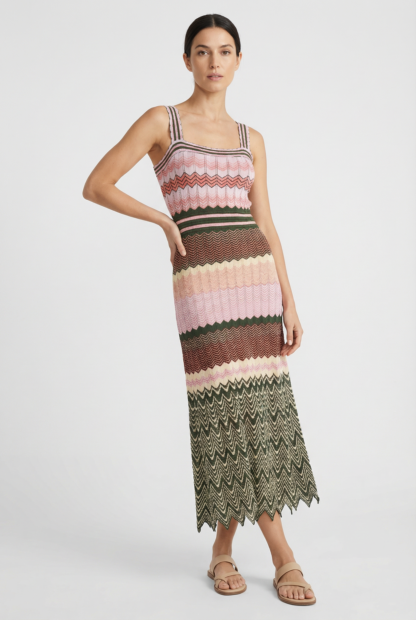 Isla | Sleeveless Zigzag Maxi Dress Stretch Fit Silhouette