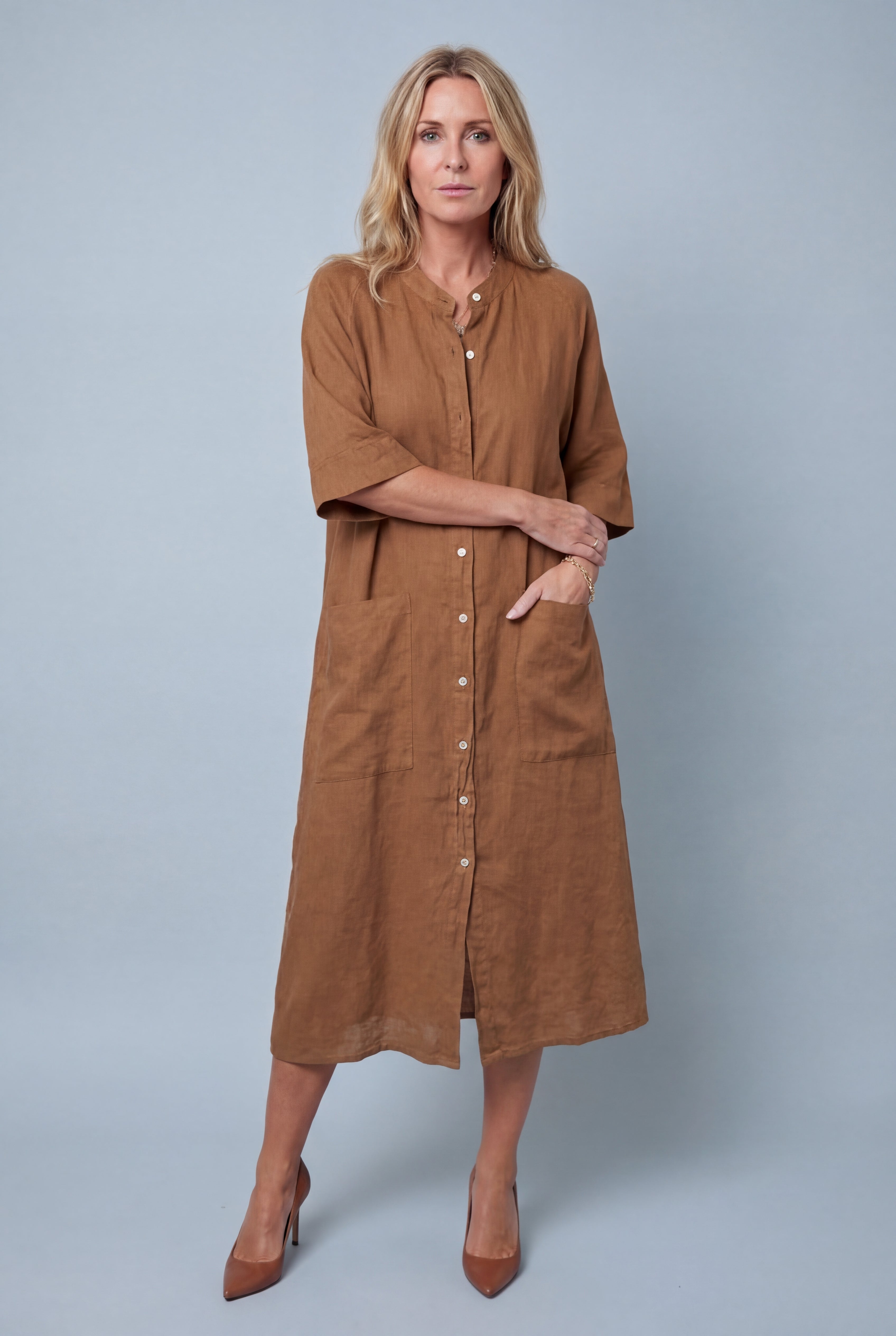 Women's Midi Dress – Linen Relaxed Fit Casual | Amelia 3