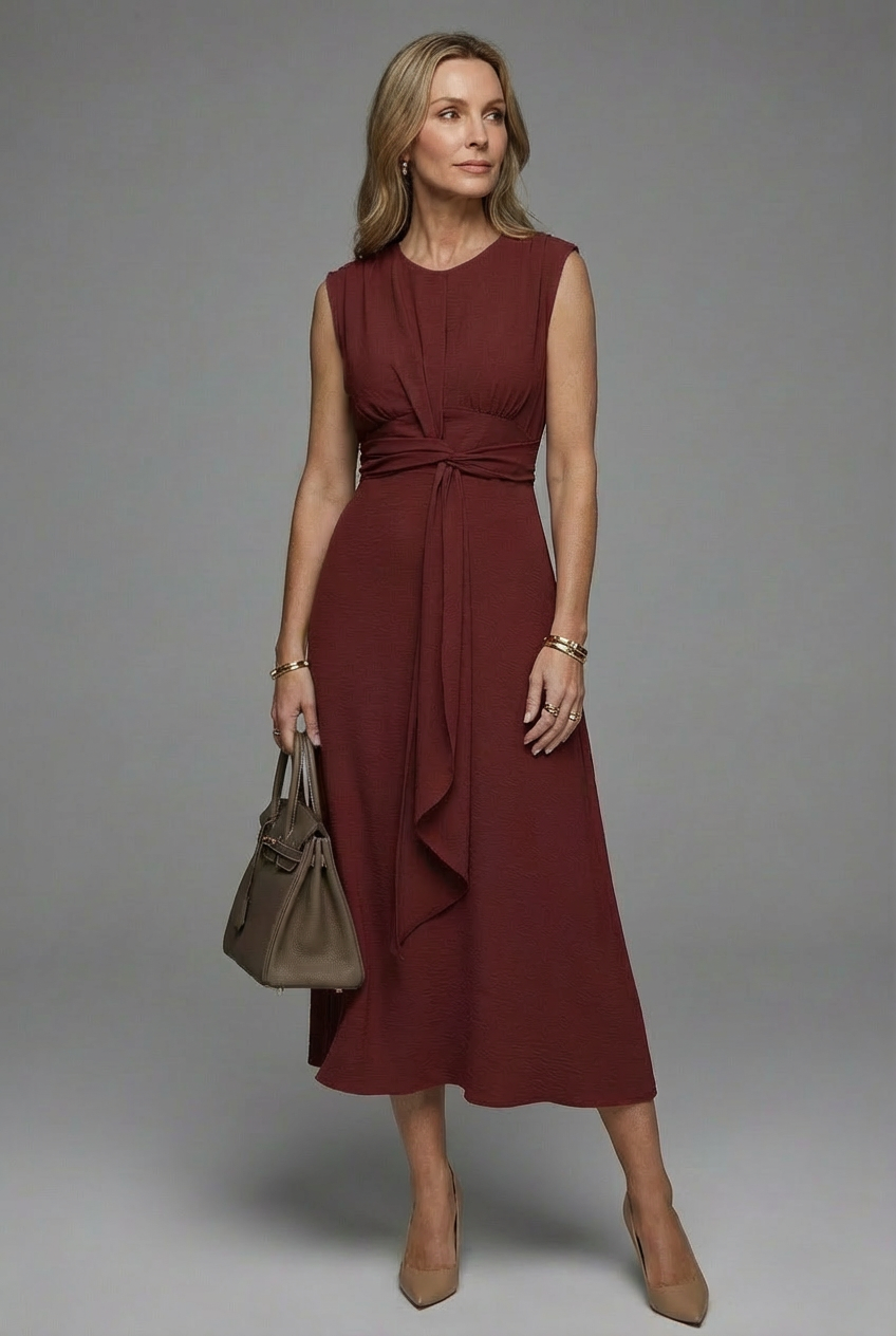 Women's Midi Dress – Crepe A-Line Elegant Evening | Amelia 6