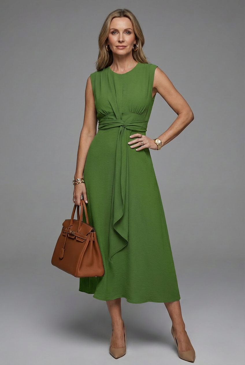 Women's Midi Dress – Crepe A-Line Elegant Evening | Amelia 7