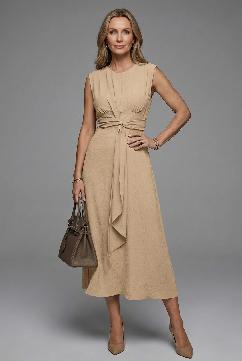 Women's Midi Dress – Crepe A-Line Elegant Evening | Amelia 8