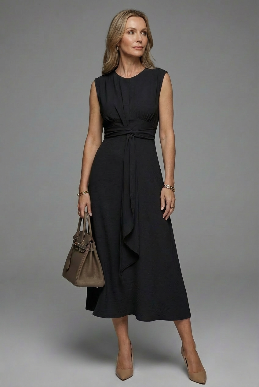 Women's Midi Dress – Crepe A-Line Elegant Evening | Amelia 9