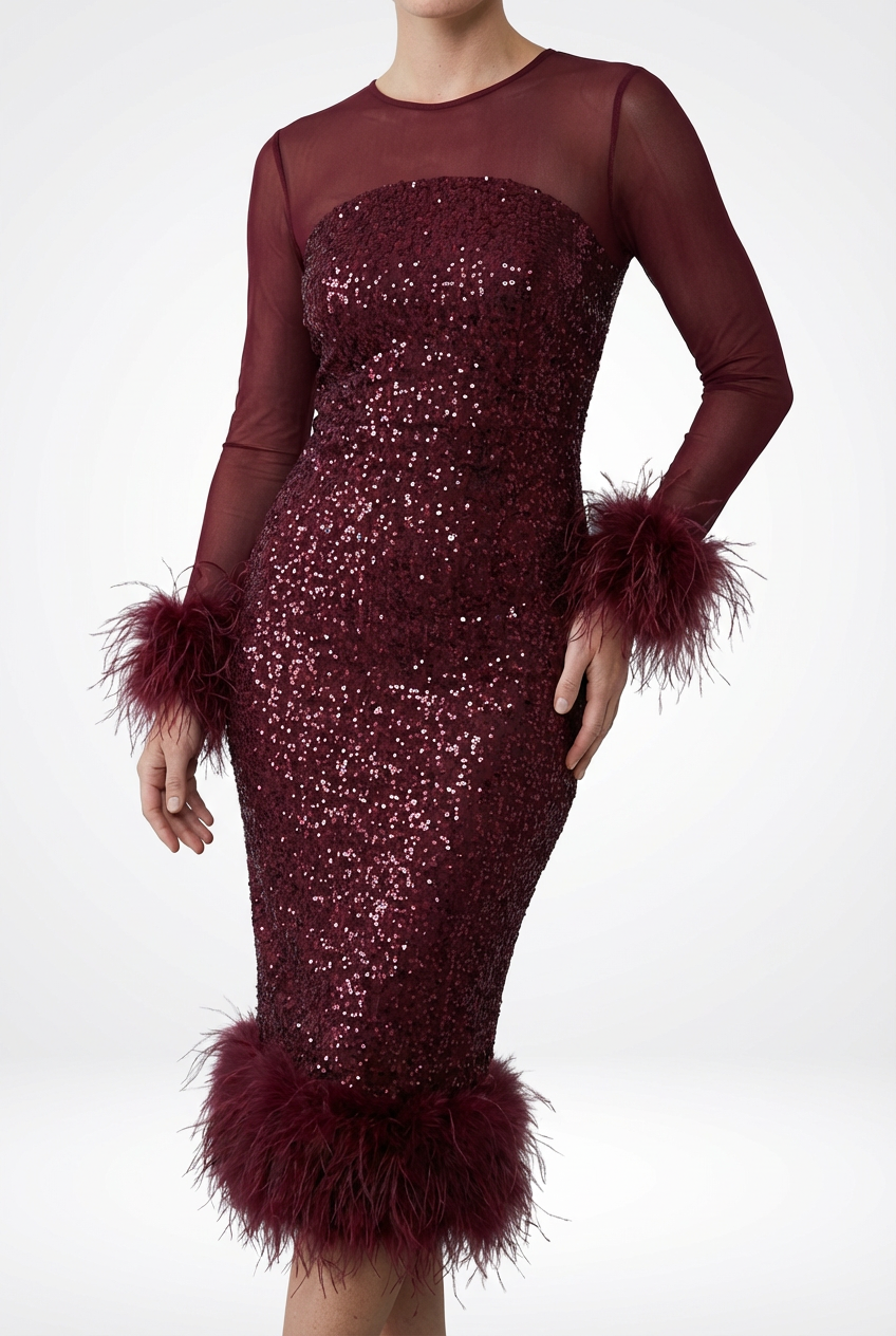 Women's Cocktail Dress – Sequined Mesh Form-Fitting Evening | Amelia 1