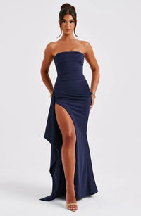 Maren | Ruched Thigh-Slit Formal Stretch-Crepe Maxi Dress