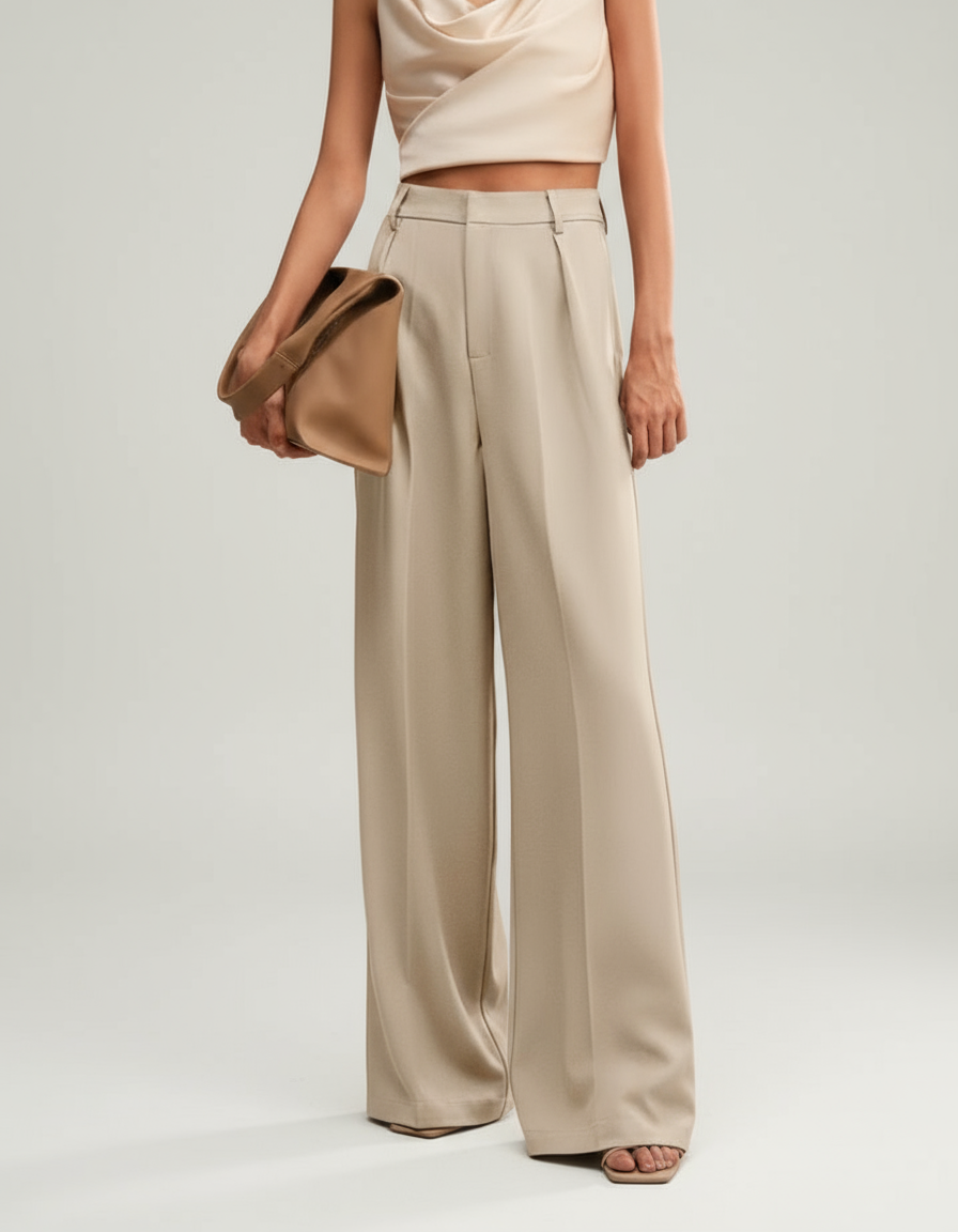 Emma | High Waist Tailored Smart Wide Leg Trousers