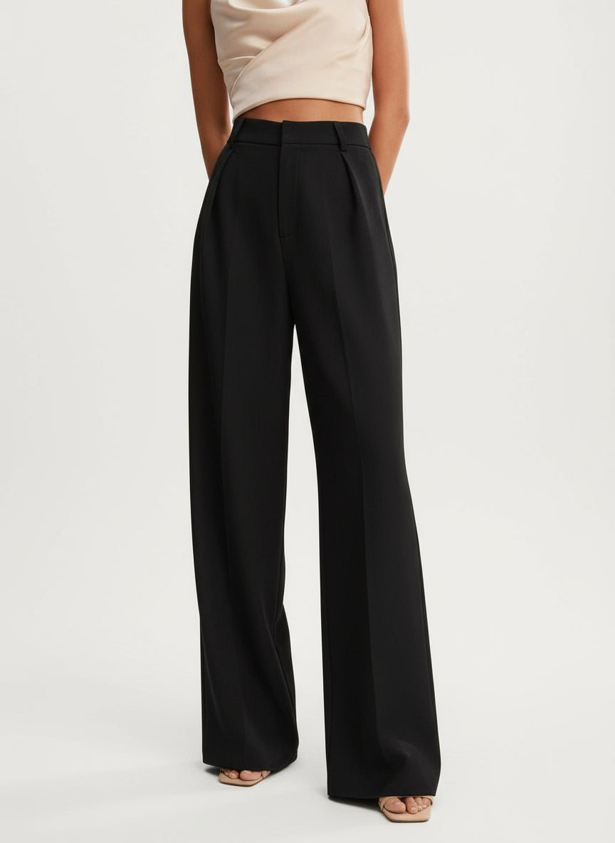 Emma | High Waist Tailored Smart Wide Leg Trousers