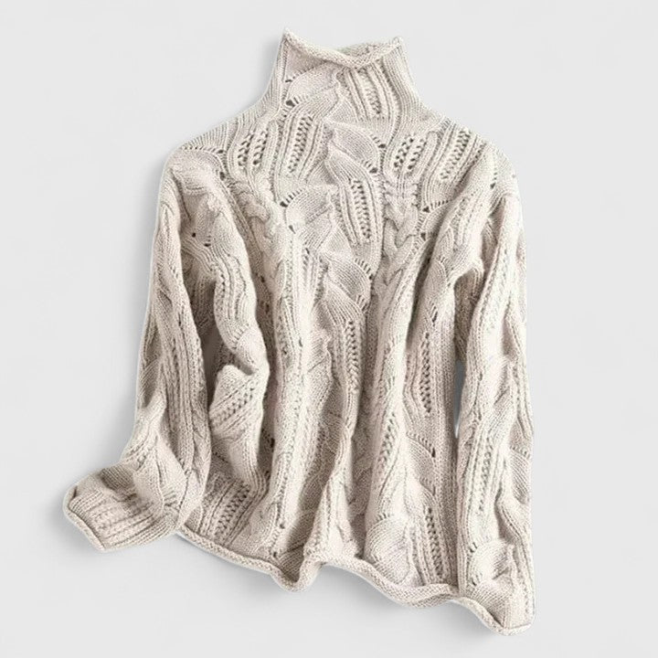 Women's Cable-Knit Casual Jumper in Beige