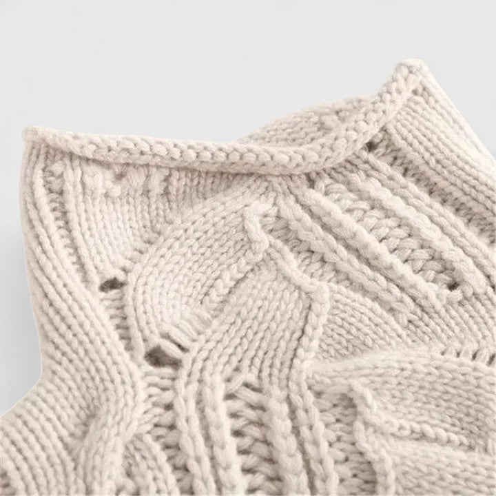 Women's Cable-Knit Casual Jumper in Beige