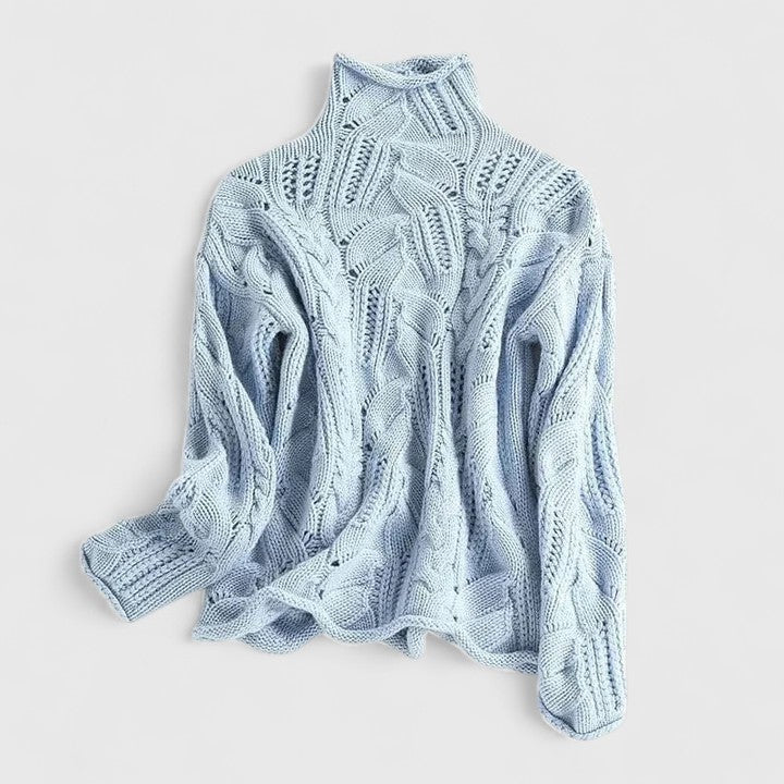 Women's Cable-Knit Casual Jumper in Light Blue