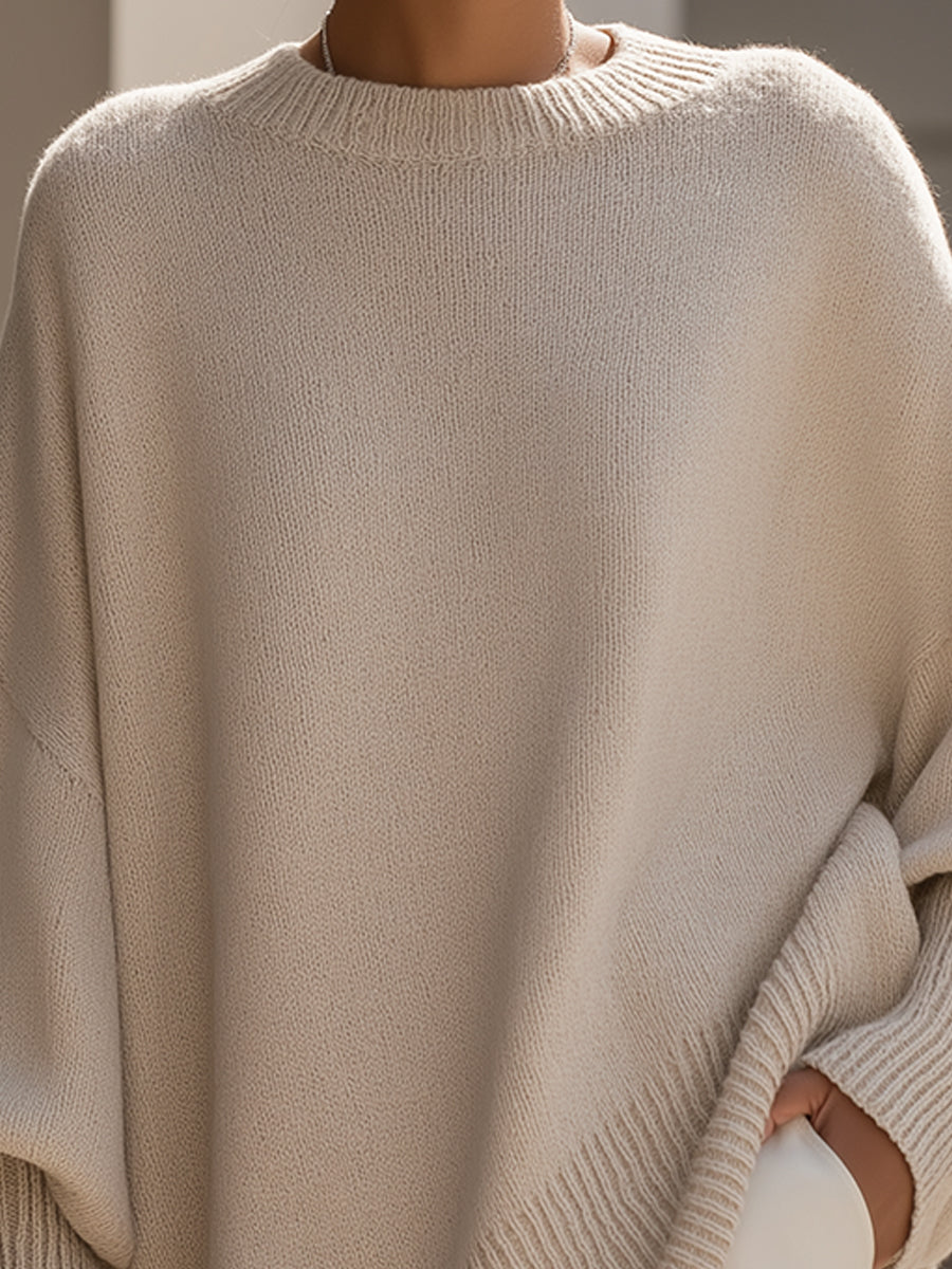Women's Oversized Casual Jumper in Beige