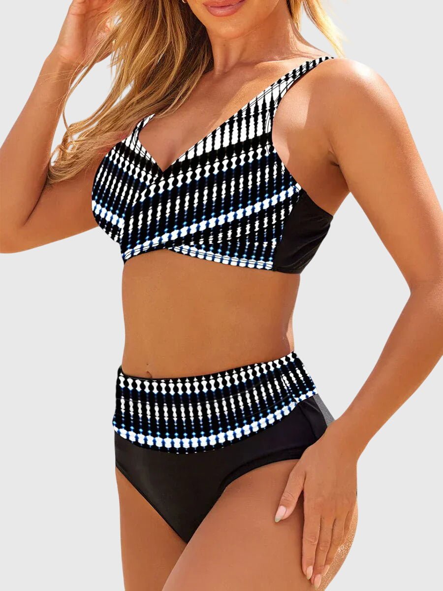 Cross-Front High-Waist Beach Bikini in Black