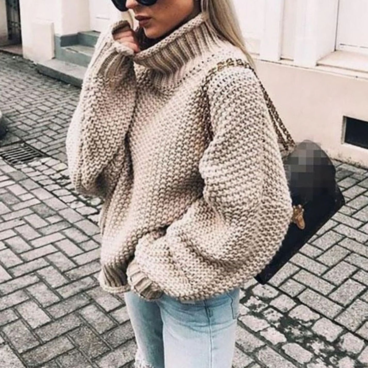 Women's Chunky Casual Jumper in Beige