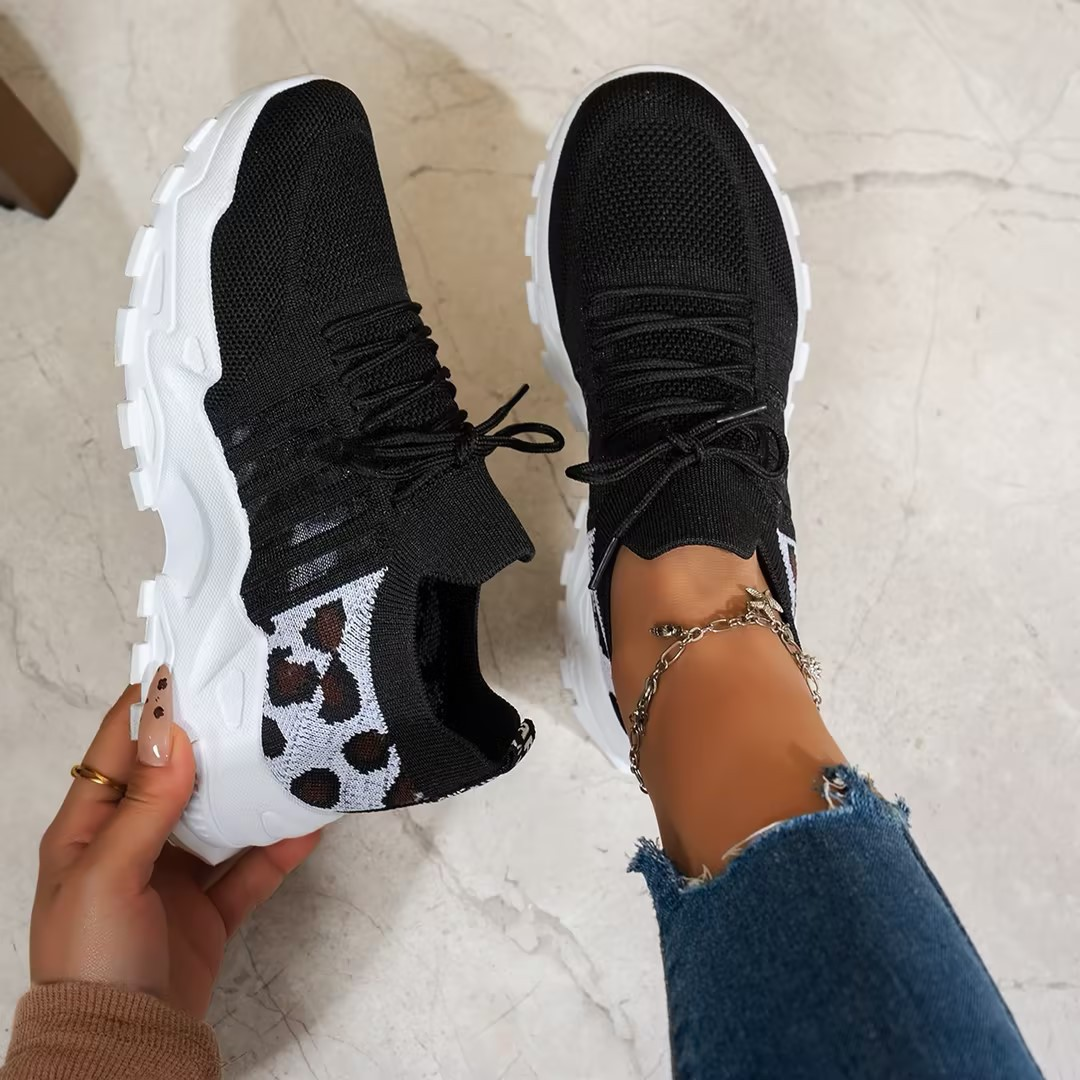 Women's Chunky-Sole Casual Trainers in Leopard