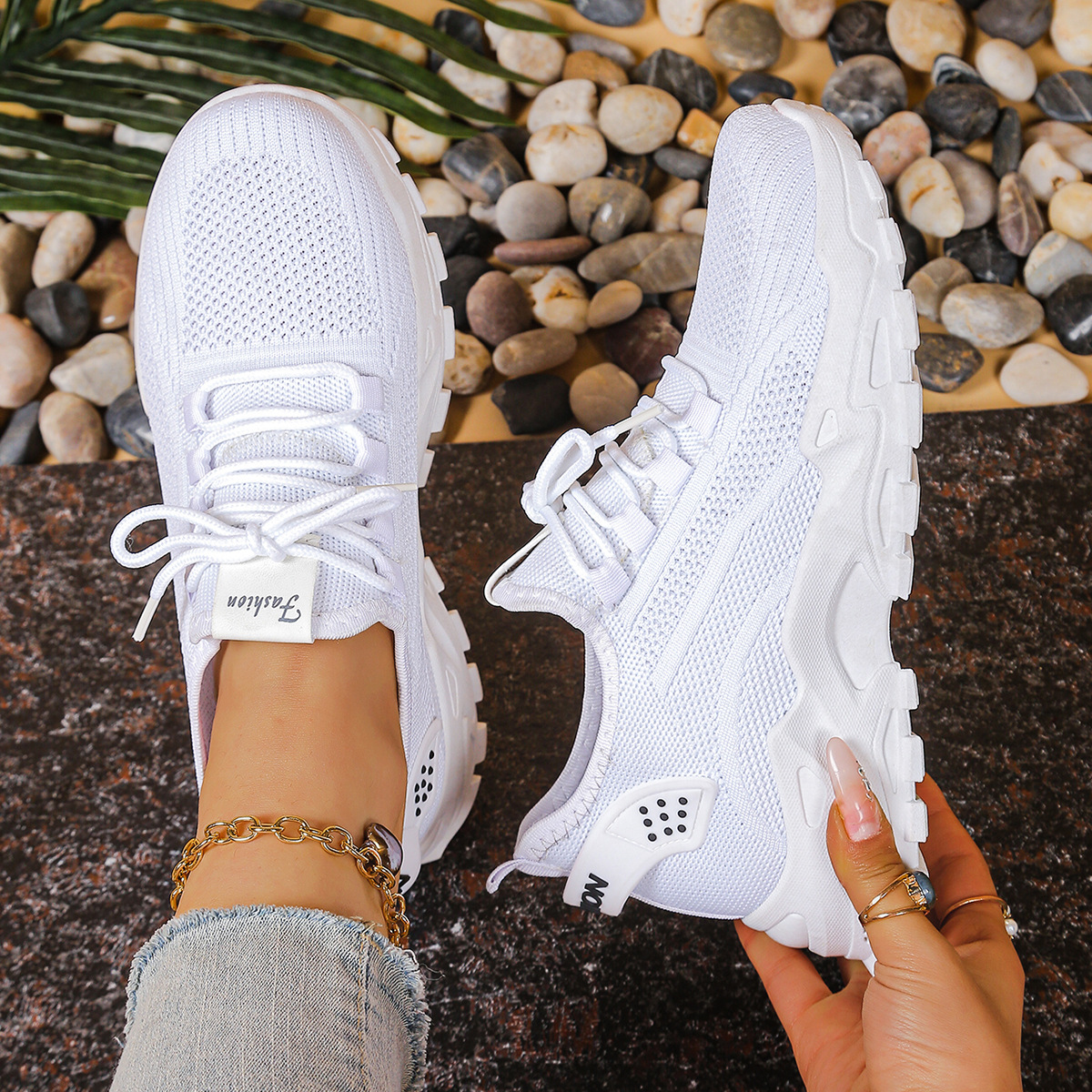 Women's Chunky-Sole Casual Trainers in White