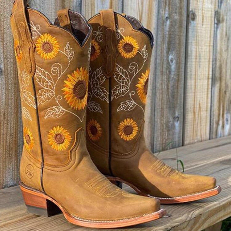Women's Orthopaedic Embroidered Casual Boots in Camel