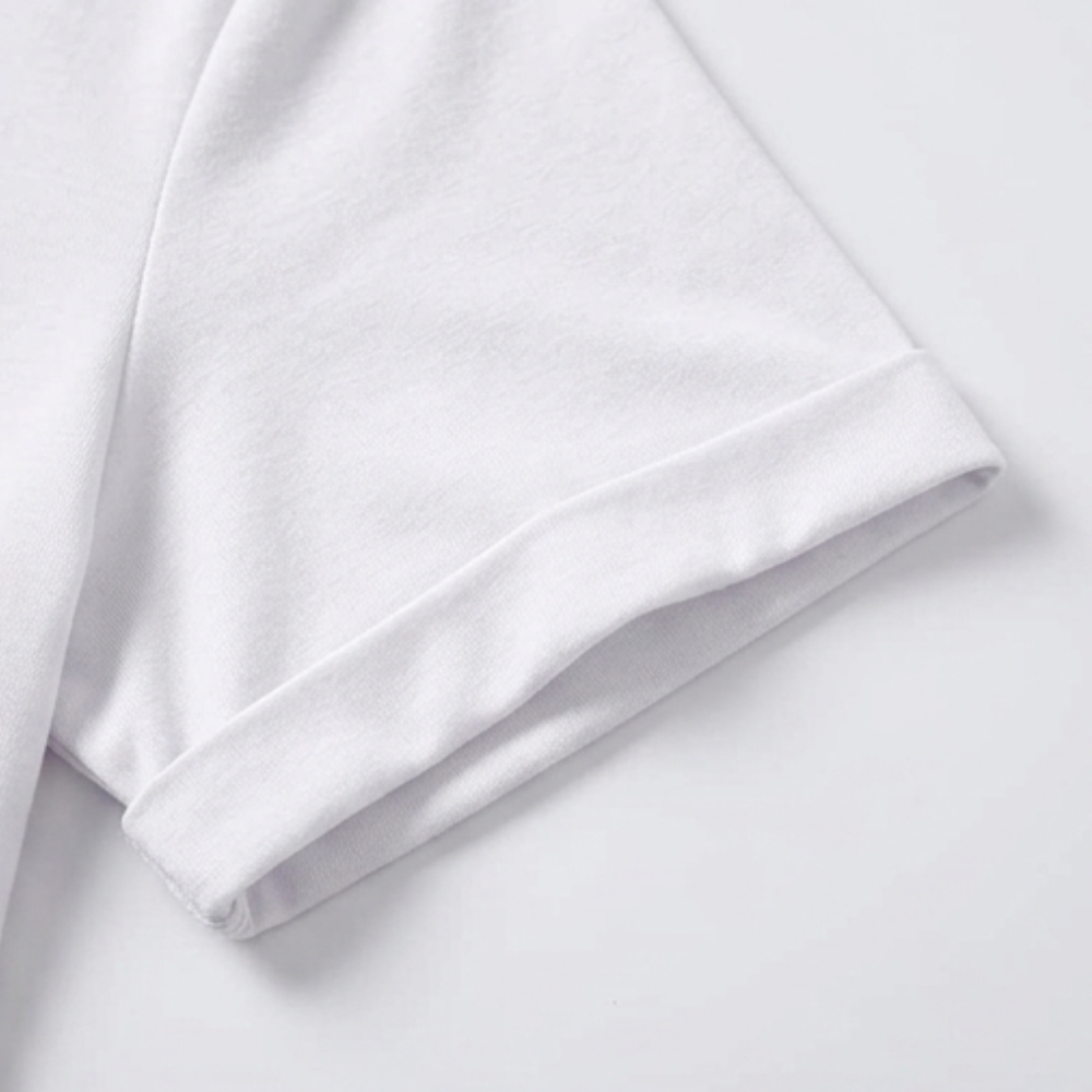 Women's Rolled-Cuff V-Neck Casual T-Shirt in White