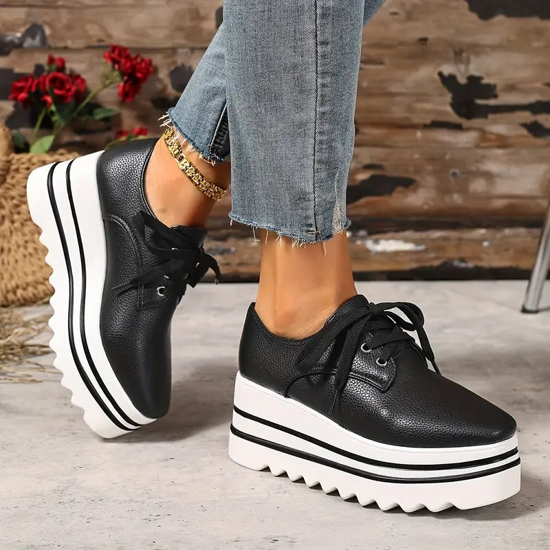 Women's Orthopaedic Platform Casual Trainers in Black