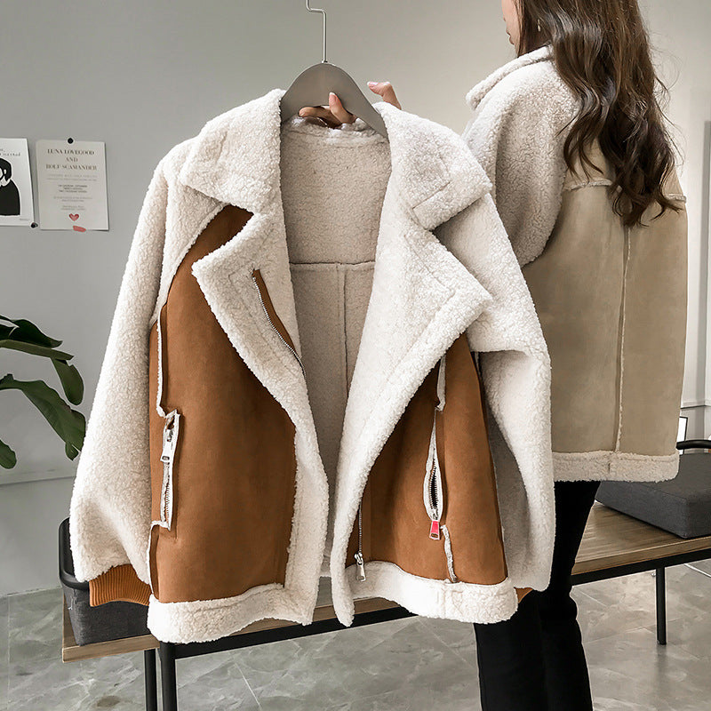 Women's Zip-Front Casual Jacket in Camel