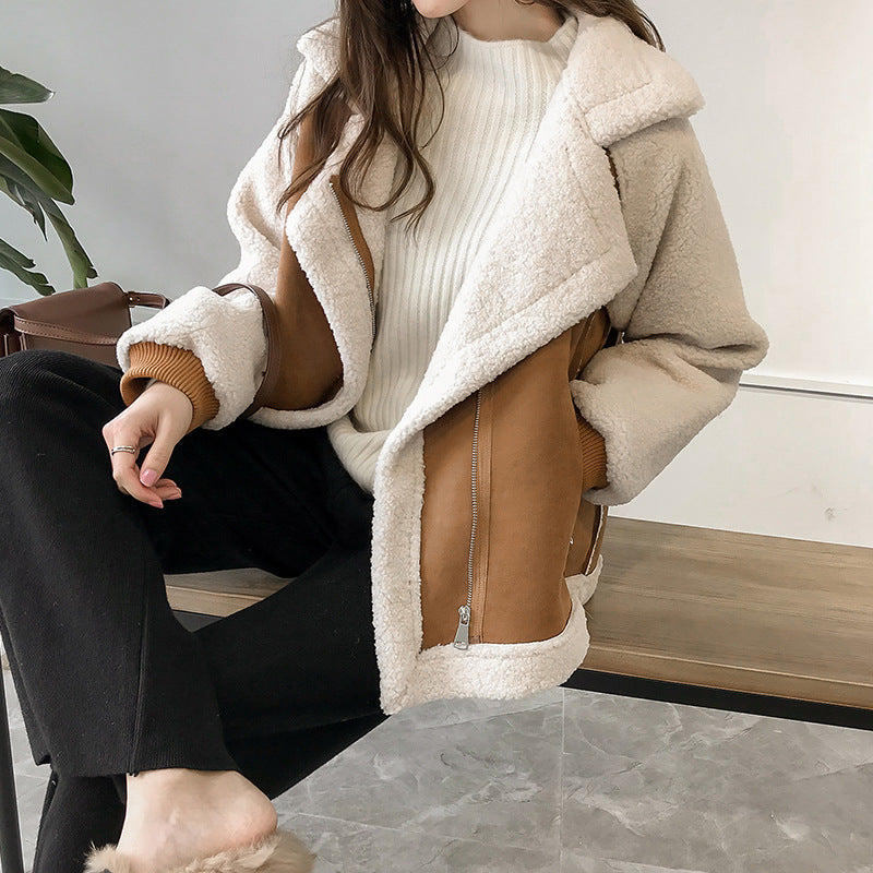 Women's Zip-Front Casual Jacket in Camel