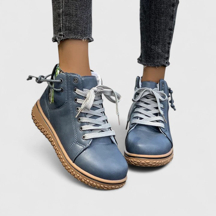Women's Lace-Up Casual Ankle Boots in Blue