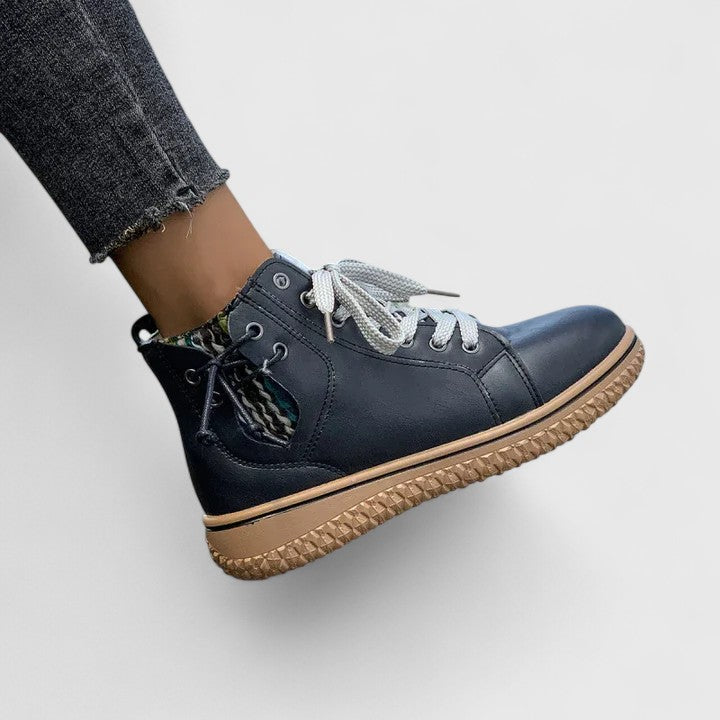 Women's Lace-Up Casual Ankle Boots in Navy