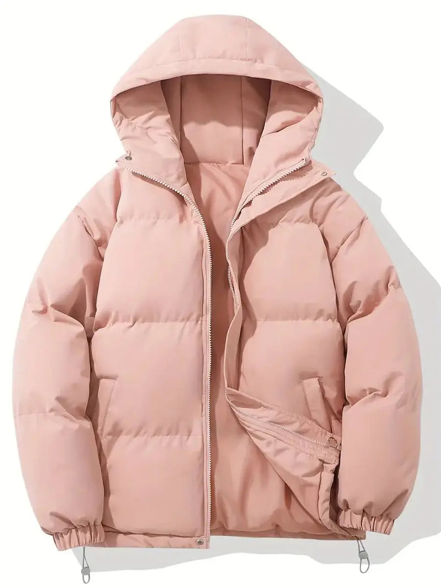 Women's Hooded Quilted Puffer Casual Jacket in Light Pink