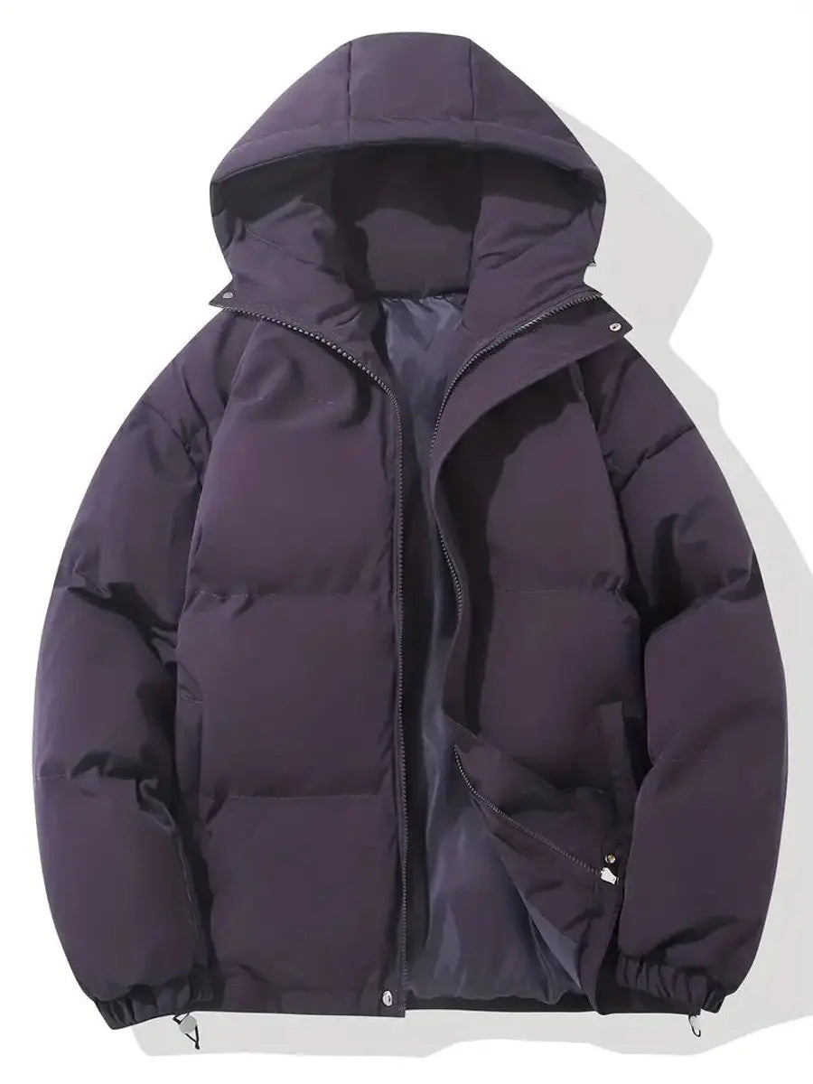 Women's Hooded Quilted Puffer Casual Jacket in Purple