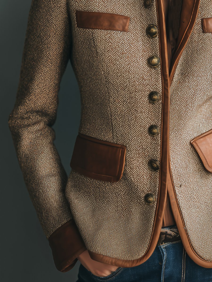 Women's Button-Front Casual Jacket in Taupe