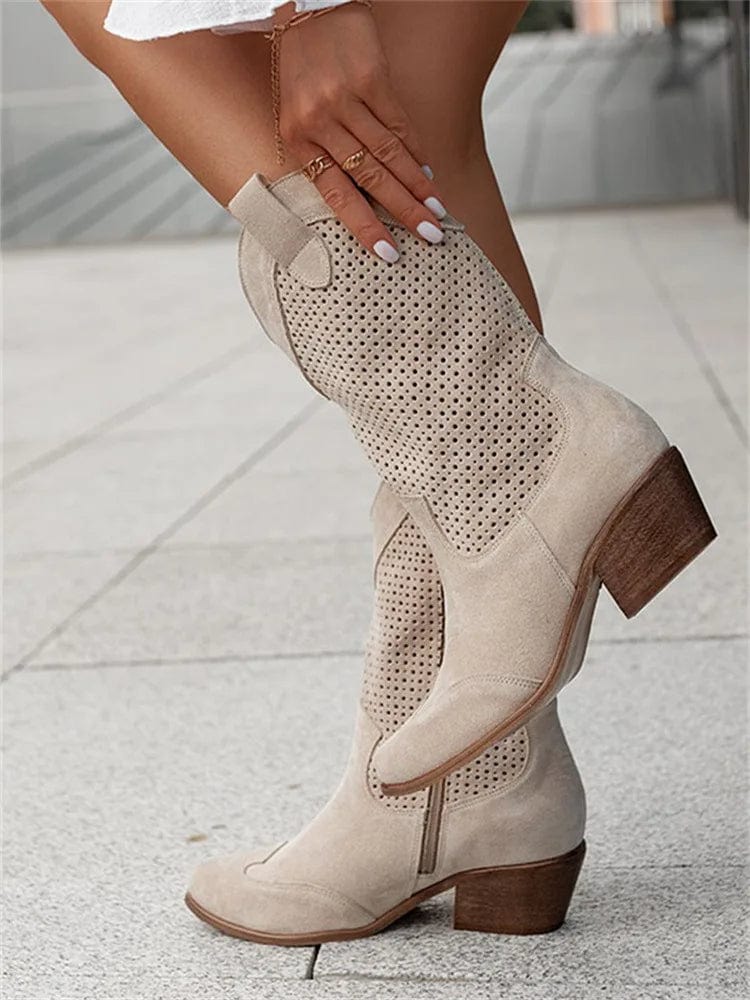 Women's Orthopaedic Western Casual Boots in Beige