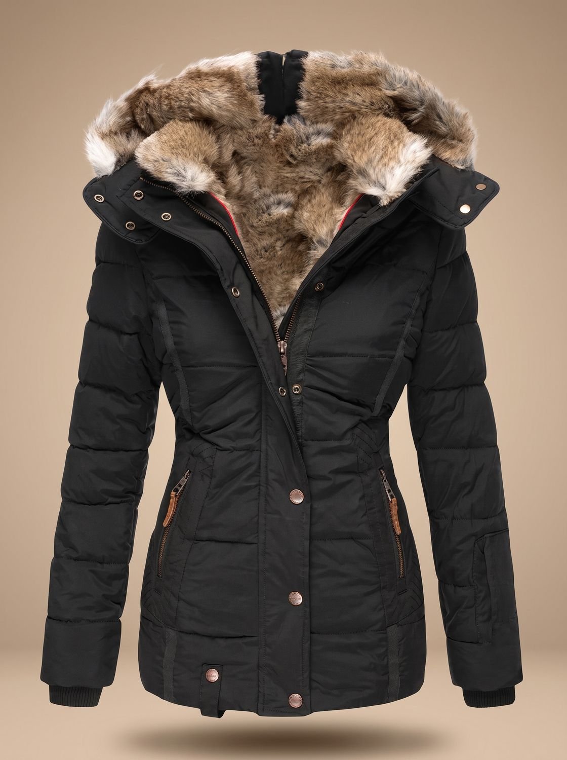Women's Hooded Casual Jacket in Black