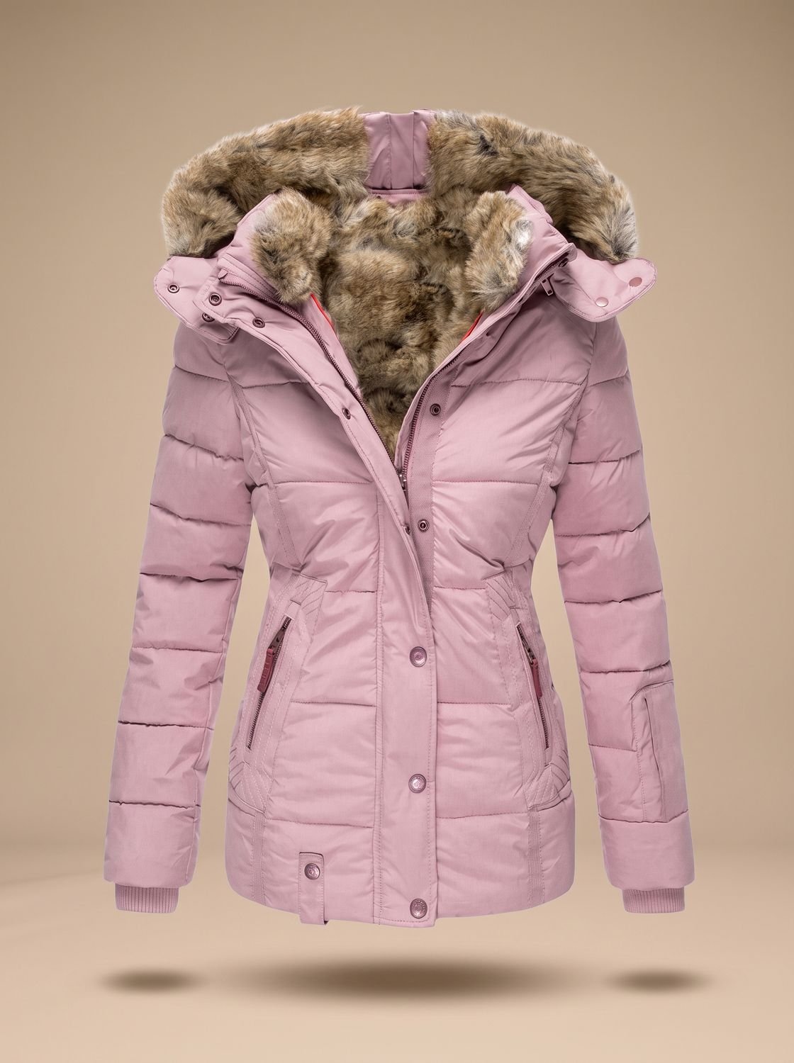 Women's Hooded Casual Jacket in Dusty Rose