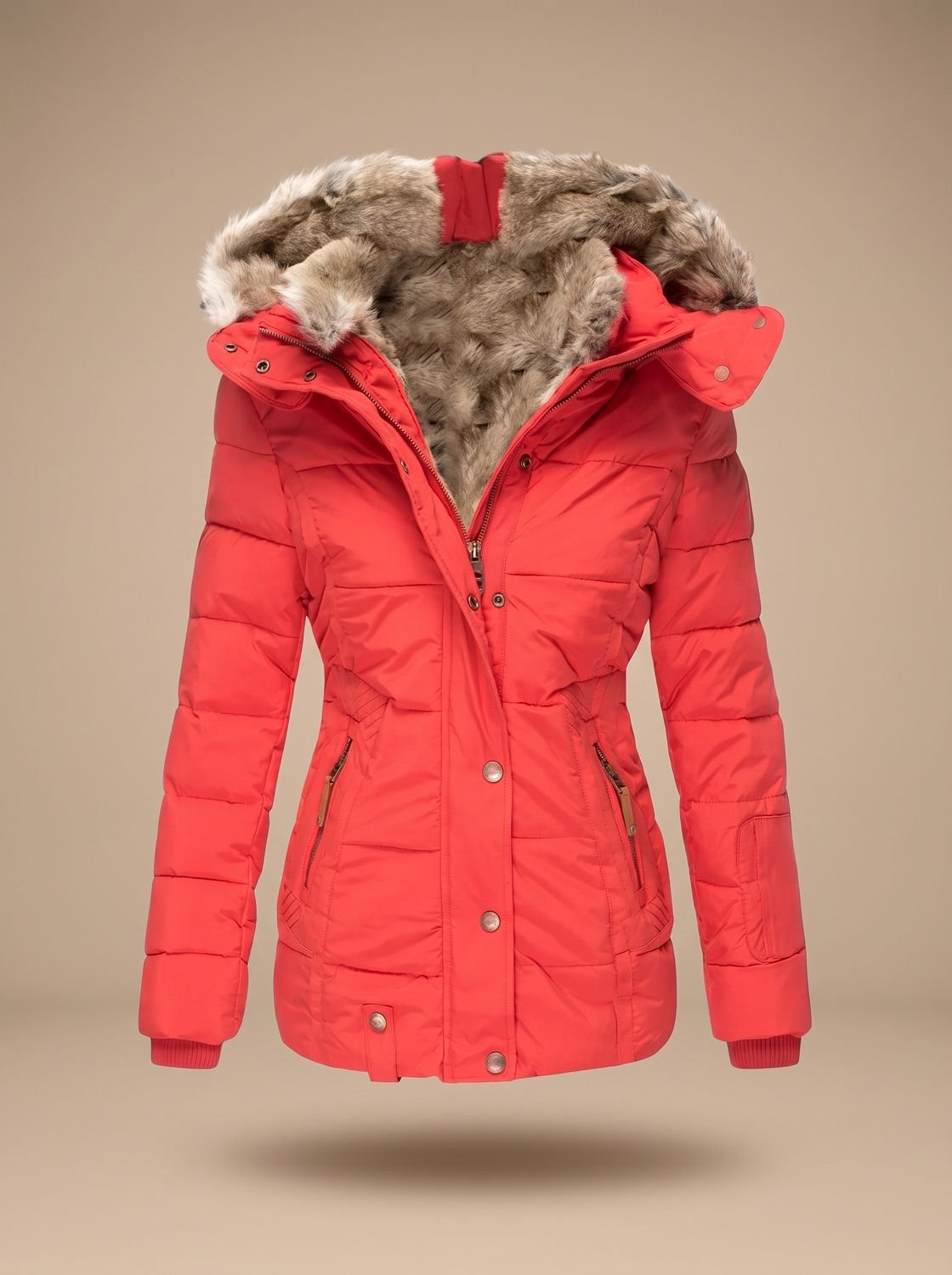 Women's Hooded Casual Jacket in Red